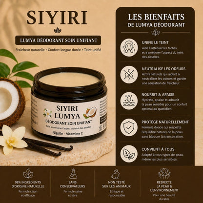 Déodorant Naturel LUMYA – Anti - odeur & Soin Unifiant Aisselles | Nigelle & Vitamine C - SIYIRI