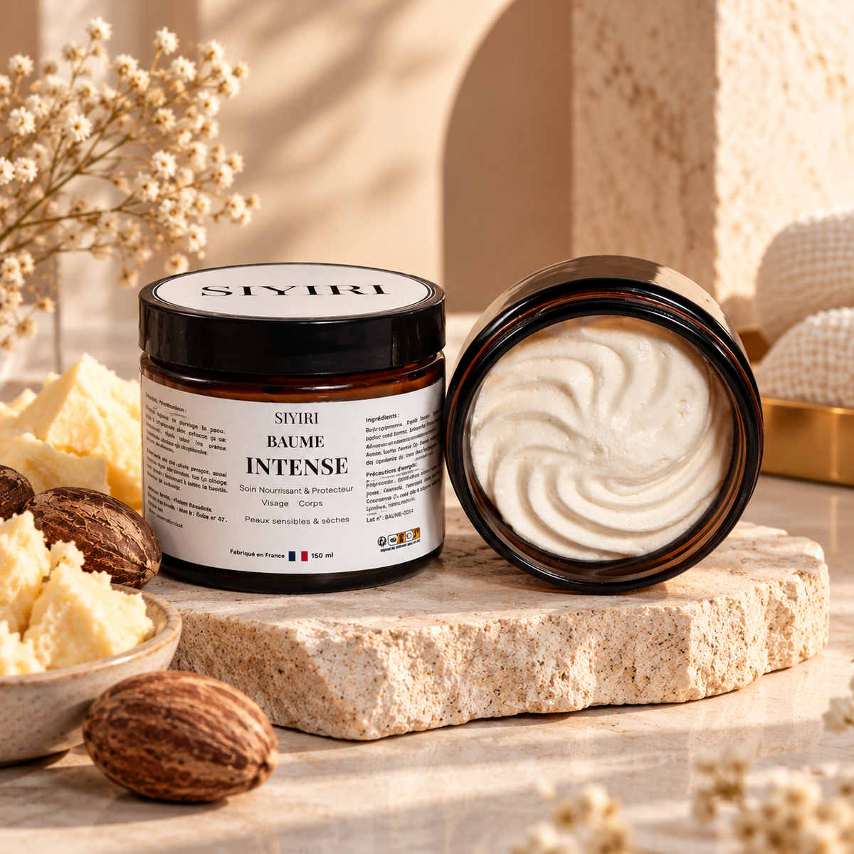 Baume douceur Intense SIYIRI, pot ouvert avec sa texture fouettée