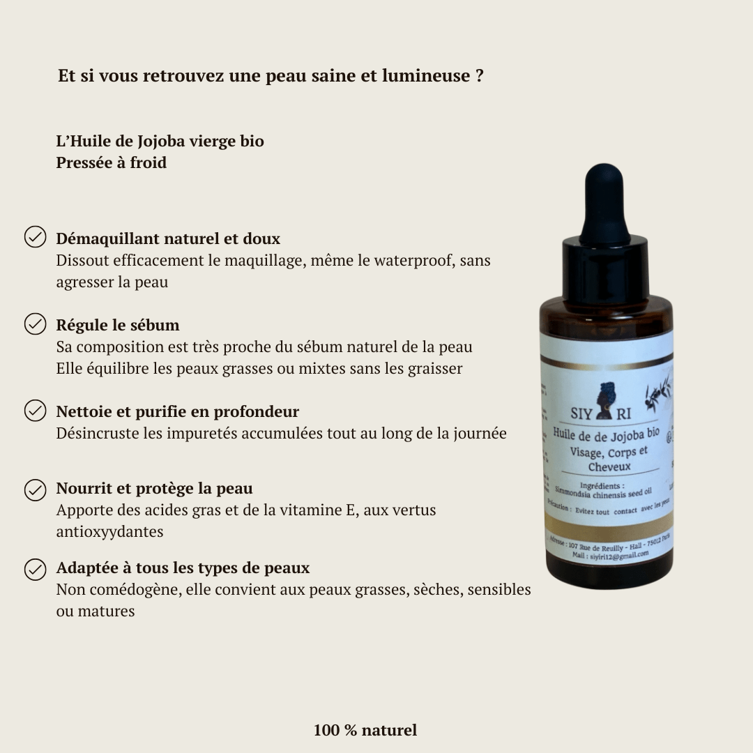 Huile Végétale bio de Jojoba - 50 ml - SIYIRI